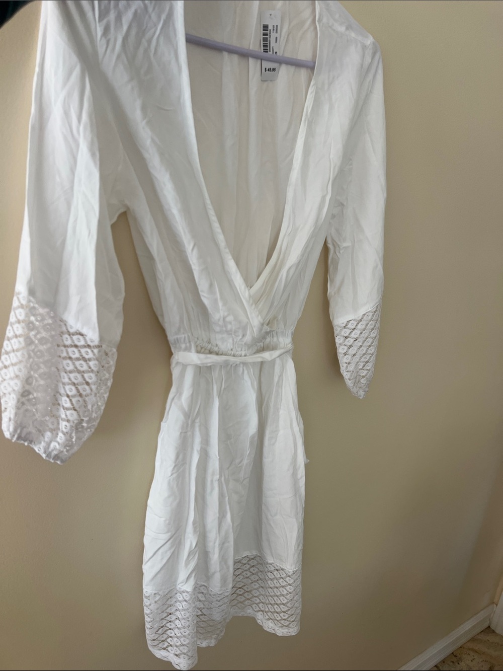 White Women's coverup with Eyelet Trim